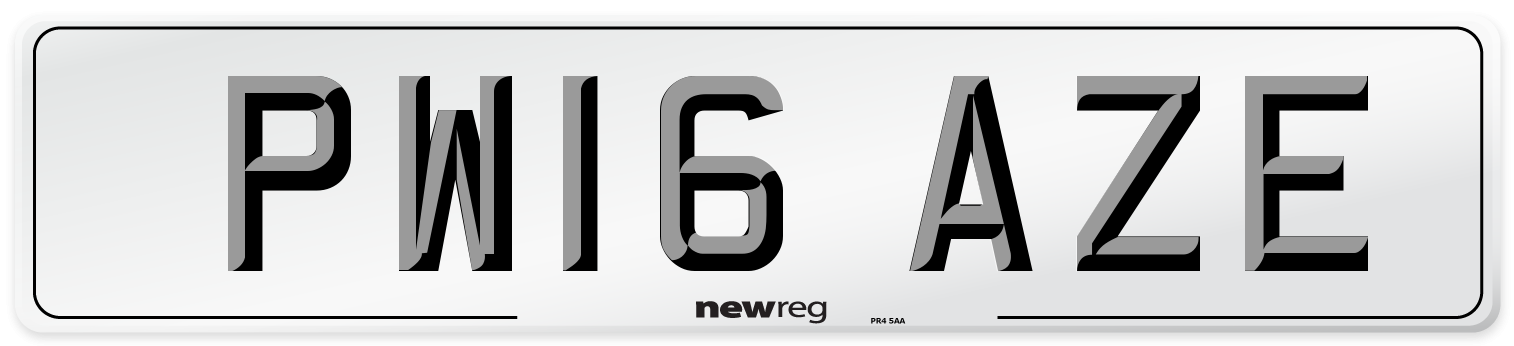 PW16 AZE Number Plate from New Reg